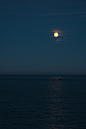Moonrise over Ramsgate : Moon rising over the North Sea, seen from Ramsgate harbour.