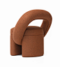modern orange armchair on a white background