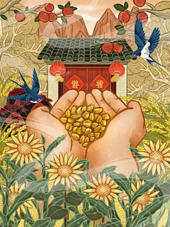原创助农农场场景插画 【酷图网】扶贫助农,菜篮子,果蔬采摘,天然农产,复古助农产品,插画,复古摩登海报,助农插画,天然农产插画,脱贫致富,复古海报,农作物插画,直播助农,喜报,战绩