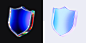 This may contain: two shields with different colors and shapes are shown in the same image, one has a black background