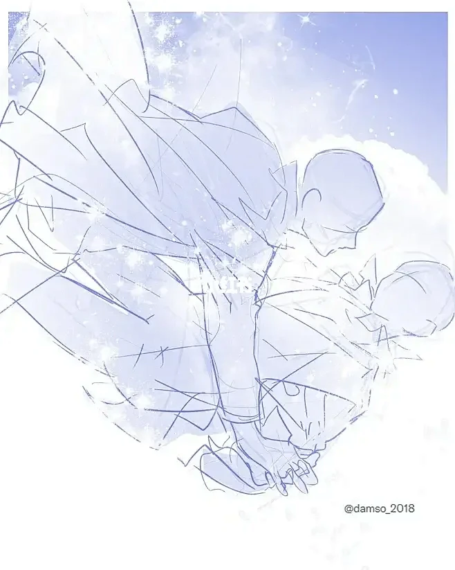 绘画素材|超甜超具氛围感的情侣互动模板-花瓣网