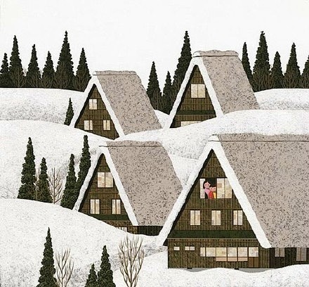 雪地  小房子   日本风韵