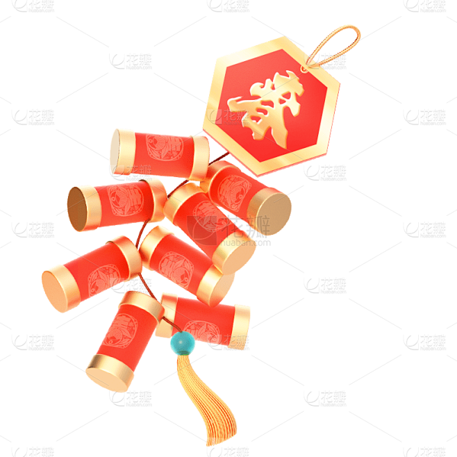 3D春节鞭炮元素贴纸