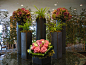 Modern flower arrangements for a hotel lobby.  www.helenolivia.com