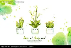 彩色手绘盆景psd素材-psd花纹背景|ps底纹素材下载