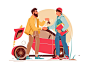 Man giving keys to young man making car deal : Illustration by Mariya Popova for @kit8 
Buy at Kit8.net