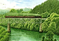 在列车上旅行，路旁樱花飞扬，人家三两。列车慢慢走，美景慢慢看。日本铁道画家 松本忠 用绘画展现出日本福岛县沿铁路的美丽景色。