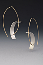 Tension Earrings by Hilary Hachey (Gold & Silver Earrings) | Artful Home : Tension Earrings by Hilary Hachey. The convex earwire combined with the concave element create the tension for which this earring is named. The element is sterling silver, and 