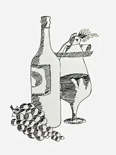 手绘线条葡萄酒图高清素材 创意插画设计 卡通贺卡封面 手绘插画 免抠png 设计图片 免费下载