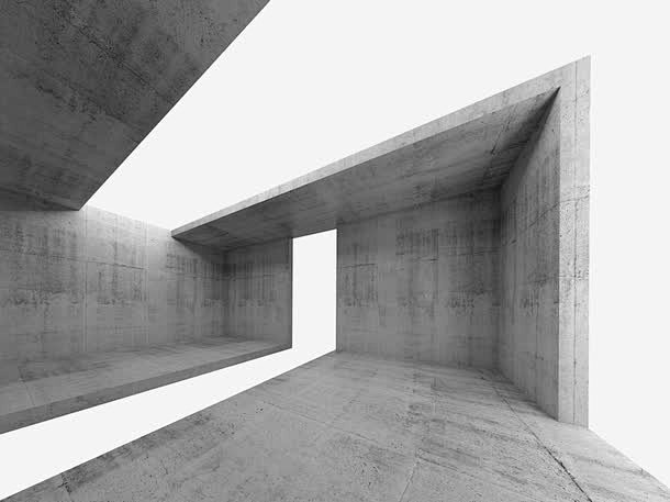 灰色几何设计建筑墙面
