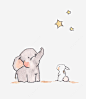 大象和兔子看星星png免抠素材_新图网 https://ixintu.com 大象 兔子 星星 插画