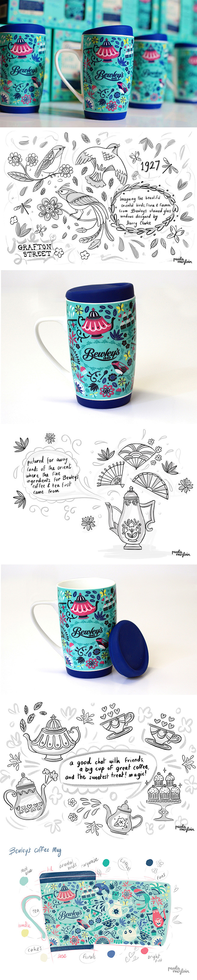 bewleys 插画 茶饮 鸟 线描 包...