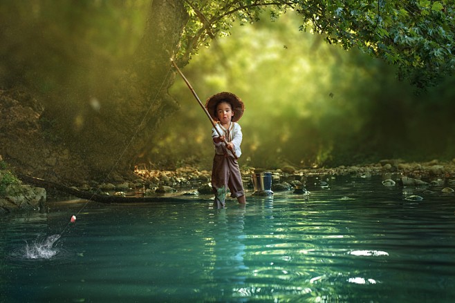 Child, Fishing, Girl...