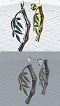 仿生竹子耳钉首饰犀牛模型3D模型obj模型