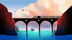 坐火车旅行插画