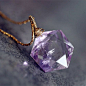 VEILIGHT 冰裂系列 天然 紫水晶 项链 吊坠 包18k金链 孤品