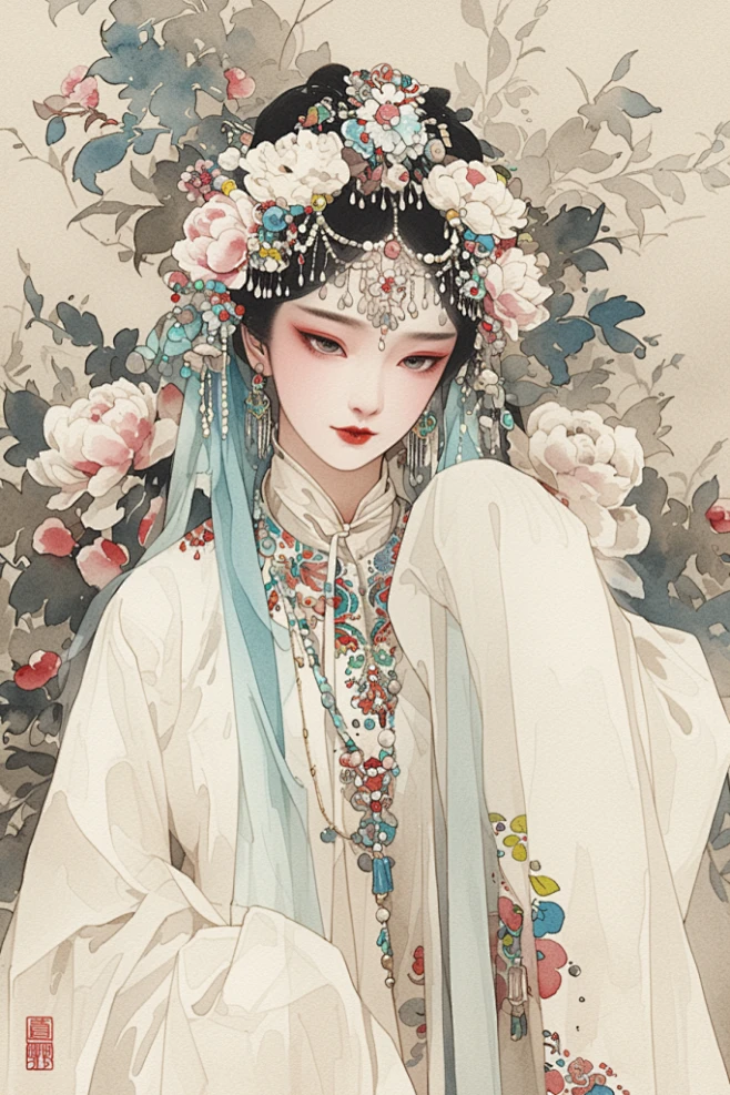 京剧旦角人物插画形象-花瓣网