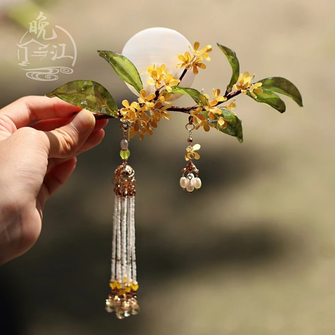 月令桂花头饰 热缩花簪盘发簪子发钗古风发饰全套汉服发簪配饰u型-淘宝网-花瓣网