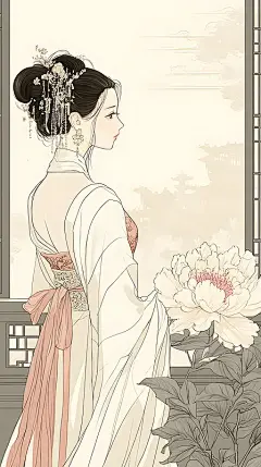 【AI数字艺术】中国风水墨画美女插画图片下载
