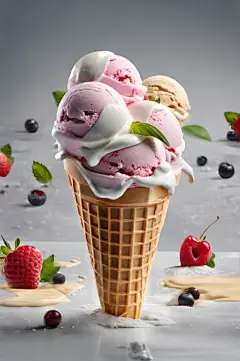 冰凉冰冷甜蜜可口冰淇淋摄影图片