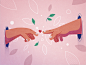 Hands cosmic flat conect leaf friendship love hands