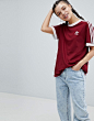 adidas Originals adicolor Three Stripe T-Shirt In Burgundy