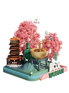 武汉-城市-3D-建模-c4d-模型-png