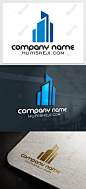 蓝色建筑房地产公司LOGO设计下载