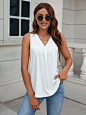 AAmilife Solid V Neck Tank Top
