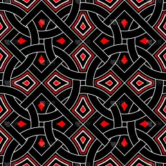 几何无缝模式。黑红白背景