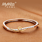 Mymiss生日礼物手镯 女简约 925银镀铂金手环镯子首饰品 星光大道