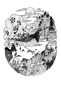 《空谷悠然》黑白稿木头猫插画设计工作室插画商业插画疯子木  原创作品