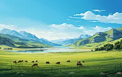 花朵山水干山风景壁纸素材图片