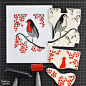 Starting the morning and week carving and printing this winter bird scene in two colors. Thanks to everyone who has stopped by my shop; it is much appreciated!: 