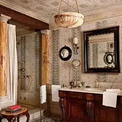 20151127_111404_323古罗马风格的马赛克瓷砖天花板与专门定制的大理石柱为浴室空间带来一丝神秘@北坤人素材