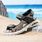 骆驼牌男鞋2021新款休闲户外凉鞋气垫缓震夏季沙滩磨砂皮运动