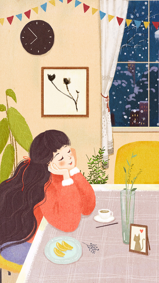 室内温馨自如插画