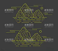 中式传统古风山水线条元素  - 源文件下载【酷图网】古风山水,线条元素,山水简笔画,山水线条,线条,线稿,简笔画,中式元素