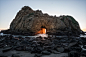 石头 岩石 日出 坚固 隧道 海洋 风景摄影图片图片壁纸