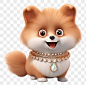 PNG 珠宝博美犬项链卡通。AI 生成的图像由 rawpixel 提供。