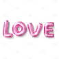 粉色LOVE气球3D情人节节日元素