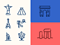 World Monuments Minimal Line Icons