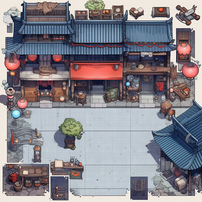 卡通中国水墨风场景物件 (6)