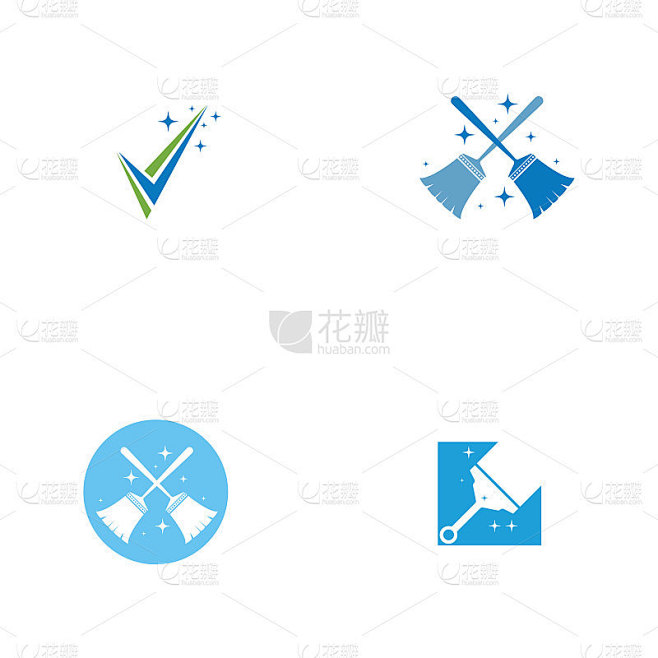 清洁标志和符号插图矢量模板