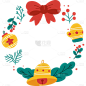 圣诞节卡通风插画-花环