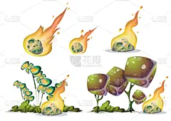卡通矢量 流星对象与分离的层