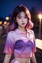 (Masterpiece, Best Picture Quality),none,Girl,(Purple and Pink | Gradient),Light pollution:1.1,