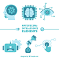 Artificial intelligence elements collection in flat style