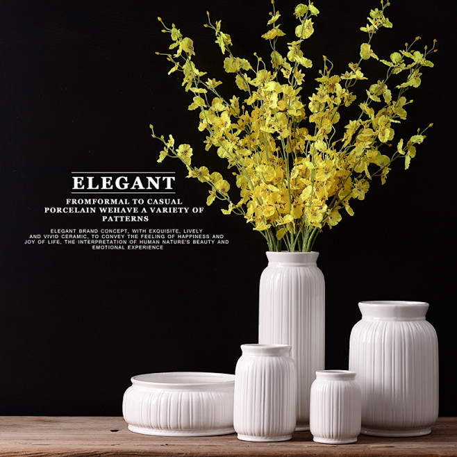 花瓶白色陶瓷现代简约欧式创意客厅摆件干花...