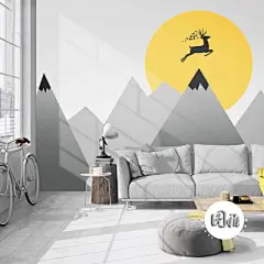 纯色三角几何图形壁纸现代简约北欧壁画墙纸卧室客厅工作室背景墙-淘宝网